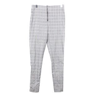 Zara Women Pants Gray Multicolored Stripe Pull On Front Zip Ankle Stretch Medium